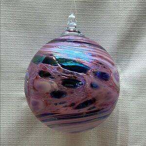Elegant Swirl Glass Ornament - Pink and Blue